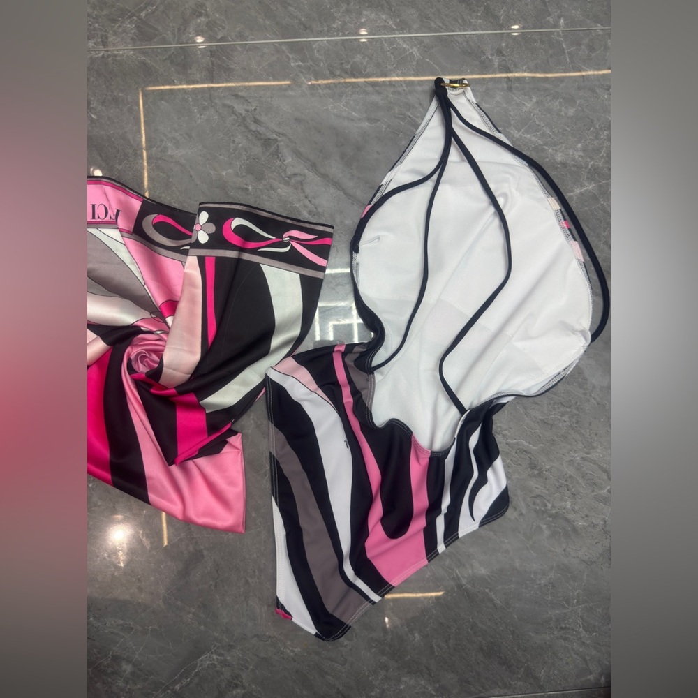 Emilio Pucci single-shoulder black one-piece swimming suit - Picture 2 of 6